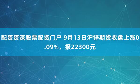 配资资深股票配资门户 9月13日沪锌期货收盘上涨0.09%，报22300元